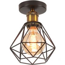 Norcks - Plafonnier Rétro Lampe De Plafond E27 Cage En Métal Luminaire Plafonnier Vintage D'Intérieur Noir Pour Cuisine, Bureau