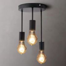 Ersandy - Plafonnier rétro,3 douilles pour ampoules E27, Lampe Suspension Industrielle Métal Retro Suspensions Vintage Plafonnier Luminaire Antique
