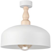 Epikasa - Plafonnier Rina, Métal, Bois, Blanc, 30x30x28 cm