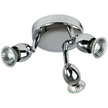 Plafonnier rond metal chrome 3 spots orientables Applique plafond halogene GU10 42 w