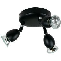 Corep - Plafonnier rond noir 3 spots orientables Applique plafond halogene GU10 42 w