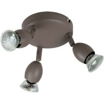 Corep - Plafonnier rond taupe 3 spots orientables Applique plafond halogene GU10 42 w