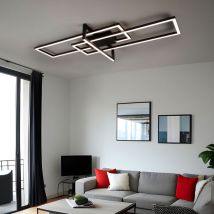 Plafonnier salle à manger plafonnier lampe de salon lampe design, métal laiton noir, interrupteur variateur, led 34W 3900Lm 3000K blanc chaud, l 100cm