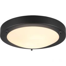 Trio - Plafonnier salle de bain Condus noir verre blanc IP44 Lighting