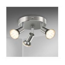Plafonnier salle de bain éclairage led lampe plafond sdb chrome 3 spots orientables IP44 GU10 bleu