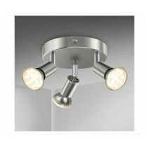 Trimec - Plafonnier salle de bain led éclairage lampe plafond sdb chrome 3 spots orientables IP44 GU10 Plafonnier de salle de bain