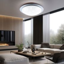 Plafonnier salle de bain plafonnier ciel étoilé lampe lumière du jour plafond, cct IP44, 1x led 12W 900Lm blanc chaud / blanc froid, DxH 38x10 cm