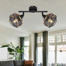 Plafonnier salle à manger spot spots grille lampe noir-or orientable
