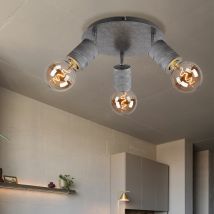 Etc-shop - Plafonnier salon lumière salle à manger lampe plafonnier spot, aluminium métal argenté, 3 ampoules, h 16 cm