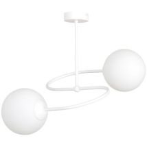 Epikasa - Plafonnier Selbi, Acier peint par poudrage, Verre, Blanc, 44x42x44 cm