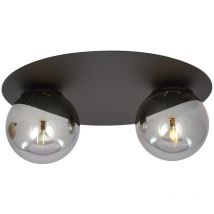 Epikasa - Plafonnier Solar, Acier peint par poudrage, Verre, Noir, Gris, 43x19x43 cm
