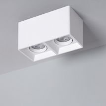 Efectoled - Plafonnier Space Carré Double Blanc avec Ampoule GU10 2700K Blanc chaud