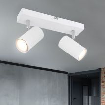 Globo Lighting - Plafonnier spot 2 flammes plafonnier blanc plafonnier salon avec spots orientables, métal, 2x GU10, LxLxH 26x6x12