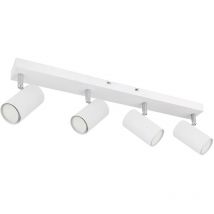 Plafonnier Spot 4 flammes Plafonnier blanc Plafonnier salon avec spots orientables, métal, 4x GU10, LxlxH 56x6x12