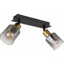 Plafonnier spot à 2 flammes, plafonnier orientable couleur fumée, or noir, 2x douilles E14, LxlxH 25x8x18,2 cm