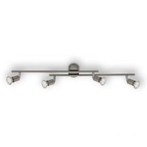Plafonnier Spot BRILONER LEUCHTEN SIMPLE, 3 W, 250 lm, IP20, nickel mat, métal, incl., 4x GU10, 73 x 10,5 x 9,5 cm
