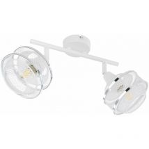 Etc-shop - Plafonnier spot lampe de salon lampe design plafonnier 2 flammes avec anneau chromé à régler, grille métal blanc, 2x douilles E14, LxPxH