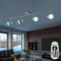 Etc-shop - Plafonnier, spot plafond 4 flammes, plafonnier led orientable gris avec changement de couleur, dimmable avec télécommande, gris pierre et