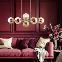 Plafonnier suspension boule de verre spots ambre salon salle à manger éclairage lampe suspendue hauteur réglable Nino lumières 31240823