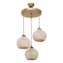 Jardibricodeco - plafonnier suspension luminaire crème-or d40x75cm
