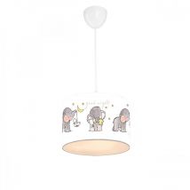 Jardibricodeco - plafonnier suspension luminaire pour enfant e27 blanc-gris d24x20cm