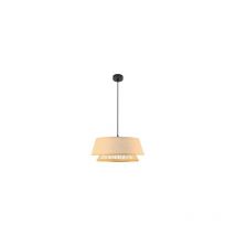 Fabrilamp - Plafonnier suspension Taylor à hauteur réglable E27 (220/240V) IP20 24130xØ50x50cm en métal, textile et bambou coloré