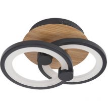 Sydney - Plafonnier 32w 3000-4000-6500k noir bois foncé 14x30x20 cm 4160lm dimmable à distance