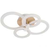 Sydney - Plafonnier 76w 3000-4000-6500k bois clair blanc 13,5x55x41 cm 10260lm dimmable à distance