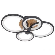 Sydney - Plafonnier 76w 3000-4000-6500k noir bois foncé 13,5x55x41 cm 10260lm dimmable à distance