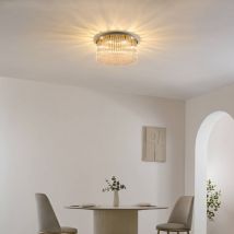 Kosilum - Plafonnier ultra chic doré en verre multi pampille transparentes - Sandrilla