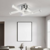 Globo Lighting - Plafonnier verre clair lampe de salon design chrome, led 25,6W 2918Lm blanc neutre, LxPxH 69,2x69,2x18,9 cm