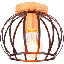 Plafonnier Vintage Rétro en Bois Lampe de Plafond E27 Luminaire pour Couloir Escalier Salon Noir