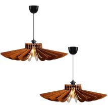 Ensemble de 2 lampes de plafond 45 cm. noix, type e 27 max 45 - 60 w - Noyer - Wellhome