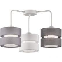 Plafonnier lampe de salon 3 flammes lampe de chambre textile, tissu métallique gris blanc, 3x douilles E27, LxlxH 56x56x35 cm Wofi 11253