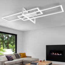 Plafonnier carré, plafonnier dimmable, interrupteur, lampe de salon, plafonnier led, variateur d'intensité, blanc mat, 1x 34W led 4100lm 4000K, LxP
