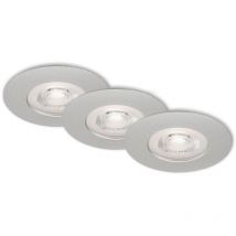 Lampe led encastrée Brilo ner leuchten kulana, 5 w, 460 lm, IP44, chrome mat, plastique, lot de 3, ø 9 cm