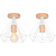 Norcks - Plafonniers Modernes En Diamant De 25 cm Lustre D'Intérieur En Métal E27 Blanc Lampe De Plafond Rétro Pour Chambre à Coucher, Couloir, Salon