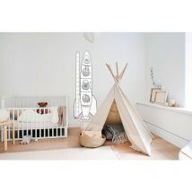 Plage - Sticker autocollant décoratif pour mesurer les enfants, toise fusée, monstres rigolots, 170cm x 60cm - Décoration murale pour enfants