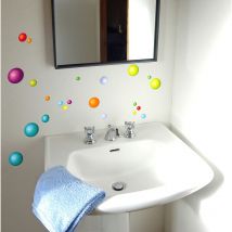 Lot de 2 Stickers Autocollants diy 15x18,5cm - Balles Colorées pour Personnaliser Objets Déco