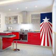 Sticker Réfrigérateur Étoile Blanche USA, 59,5x180cm, Déco Cuisine, Texture Fond, Autocollant pour Frigo, Décoration Intérieure Maison.