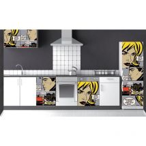 Sticker Réfrigérateur Romantique Amoureux, bd, 59,5 cm x 180 cm, Déco Intérieure Maison