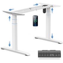 Plage de réglage en hauteur 74-133CM, réglable en hauteur sur 3 niveaux, avec prise USB Blanc