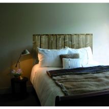 Autocollant mural tête de lit en bois, style cabane, 60 cm x 160 cm