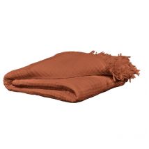 Plaid 130 x 160 cm en quadruple gaze de coton terracotta - pepa 1