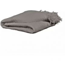 Plaid 130 x 160 cm en quadruple gaze de coton gris - pepa 1