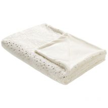 Plaid Doux et Cosy avec Motif d'Étoiles Alazeya 130 x 180 cm en Polyester Crème et Doré Pour Décorer Votre Lit ou Canapé Beliani
