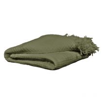 Plaid 180 x 220 cm en quadruple gaze de coton vert - PEPA 2