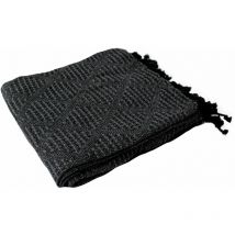 Plaid franges effet tricot coton recyclé 125x150 dune gris foncé