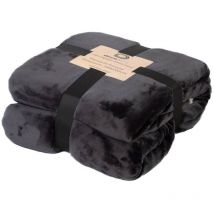 Plaid Sherpa Flanelle 480GSM 150X200 Gris Anthracite Deco Arts