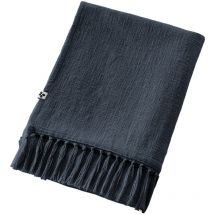 Plaid a franges en coton 130 x 160 cm Sixtine marine